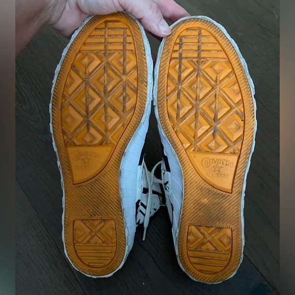 Converse Unisex UNT1TL3D Script Print White w/Blk Classic Hi-Tops sz M 7.5 W 9.5 - Picture 13 of 16